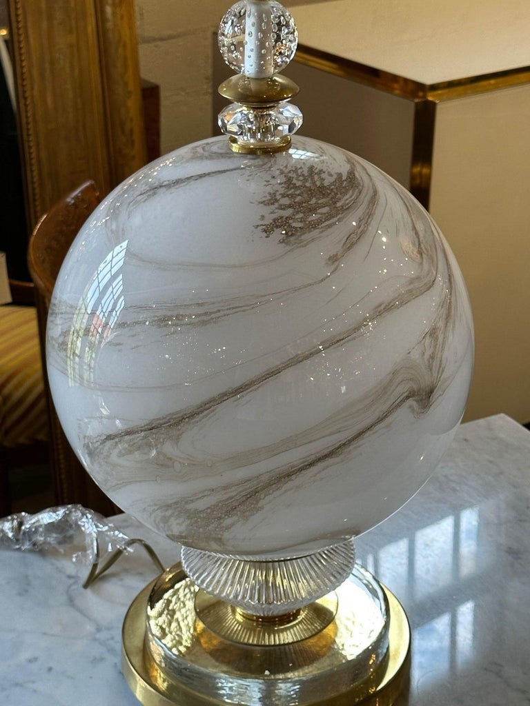 Murano Glass and Brass Globe Lamp For Sale at 1stDibs