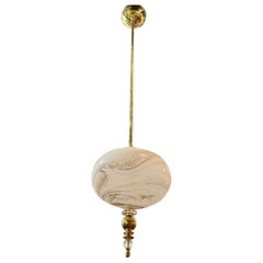 Murano Glass and Brass Globe Pendant