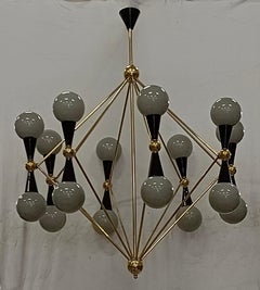 Murano Glass and Brass Grey and Black Color Chandelier and Pendant, 2000