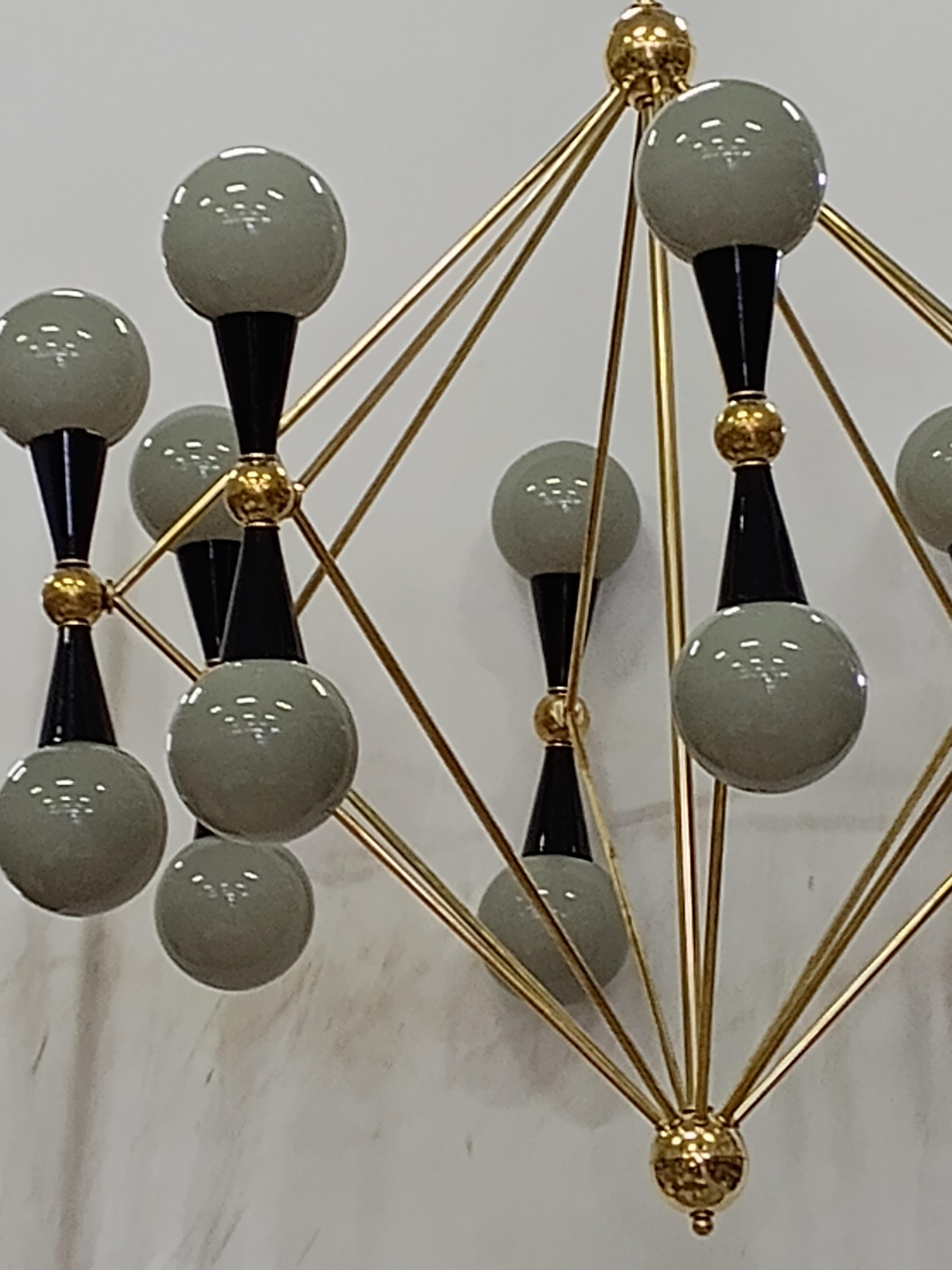 Murano Glass and Brass Grey and Black Color Chandelier, 2000 In Good Condition For Sale In Rome, IT