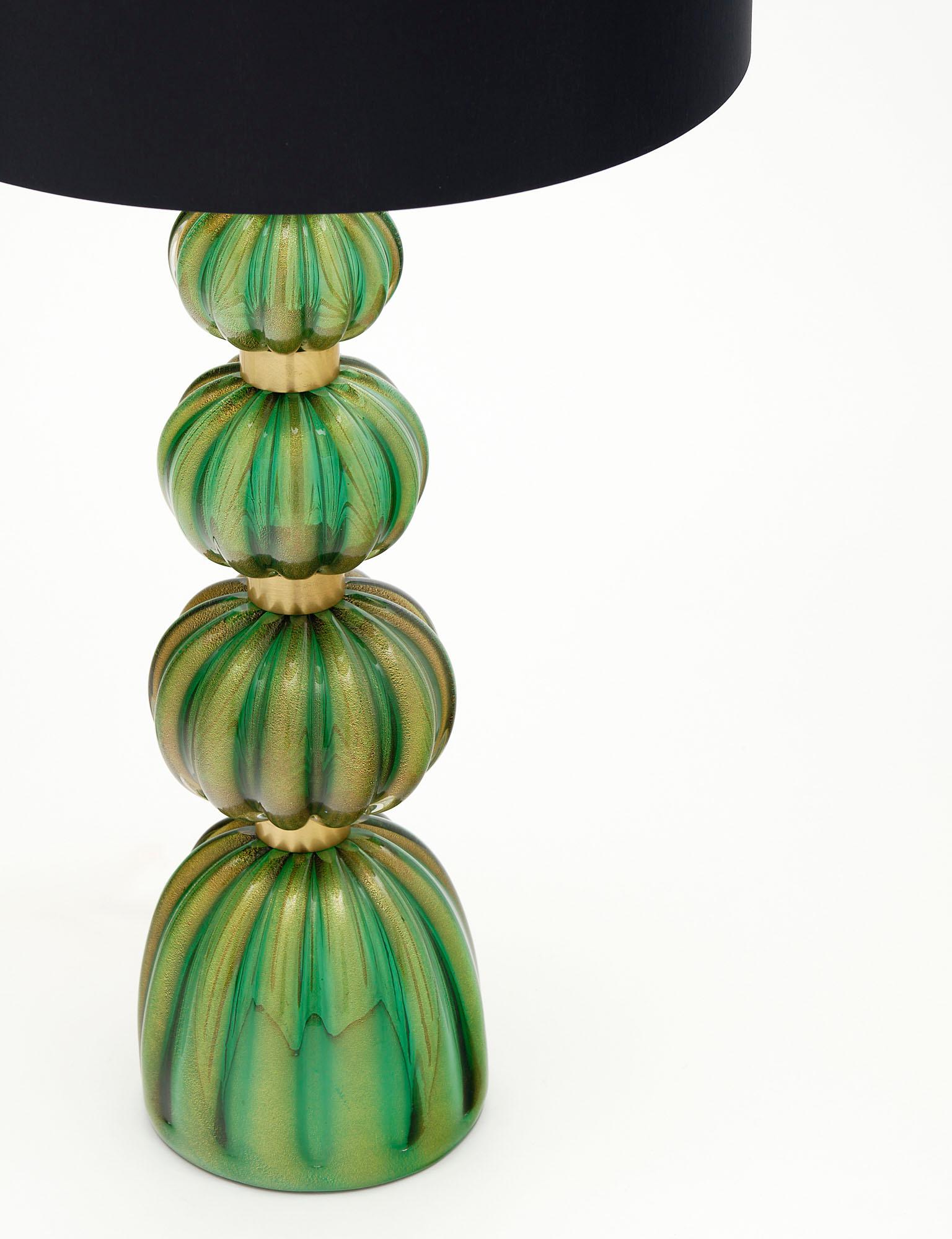 Mid-Century Modern Murano Glass and Brass Lamps For Sale