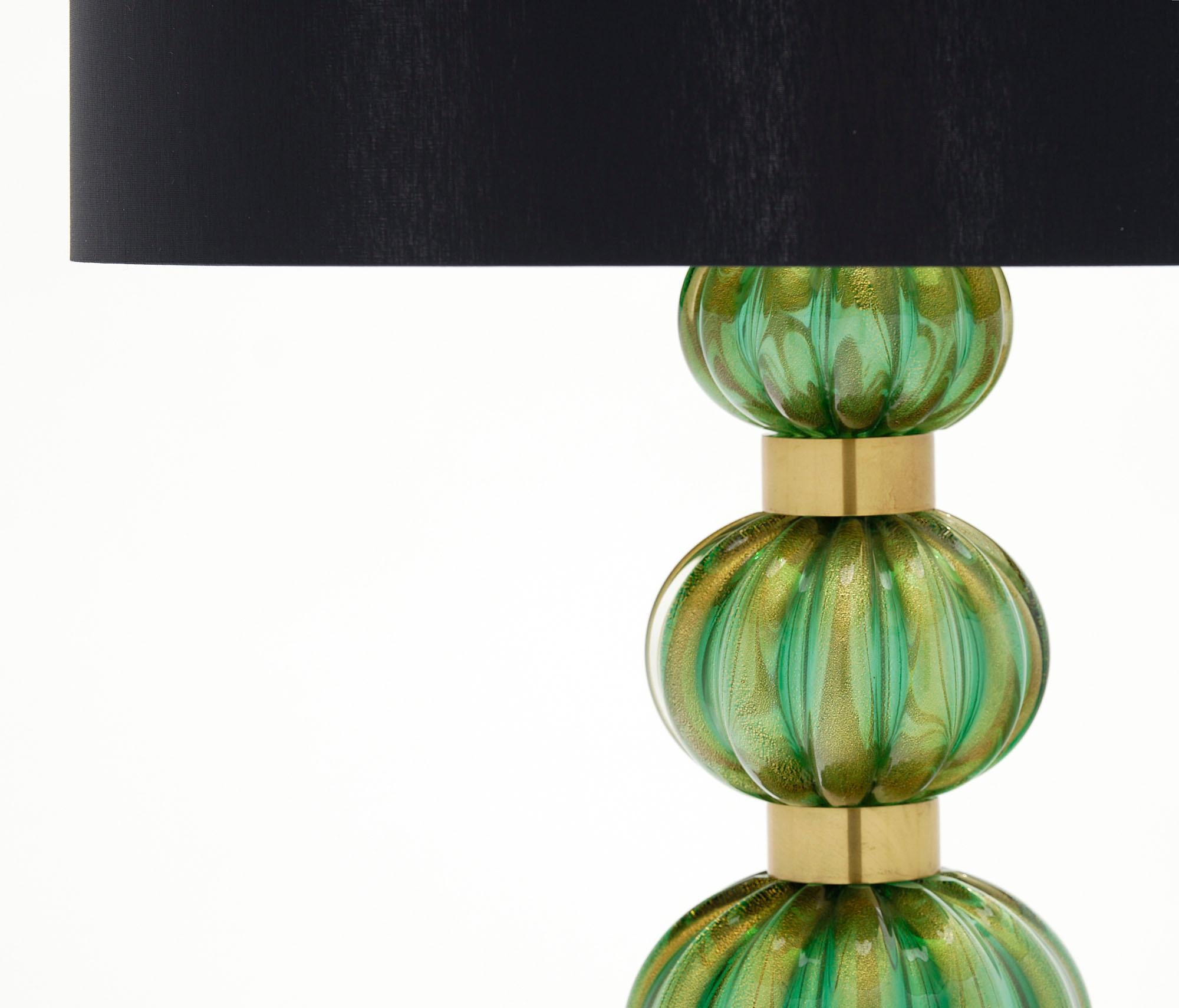 Italian Murano Glass and Brass Lamps For Sale