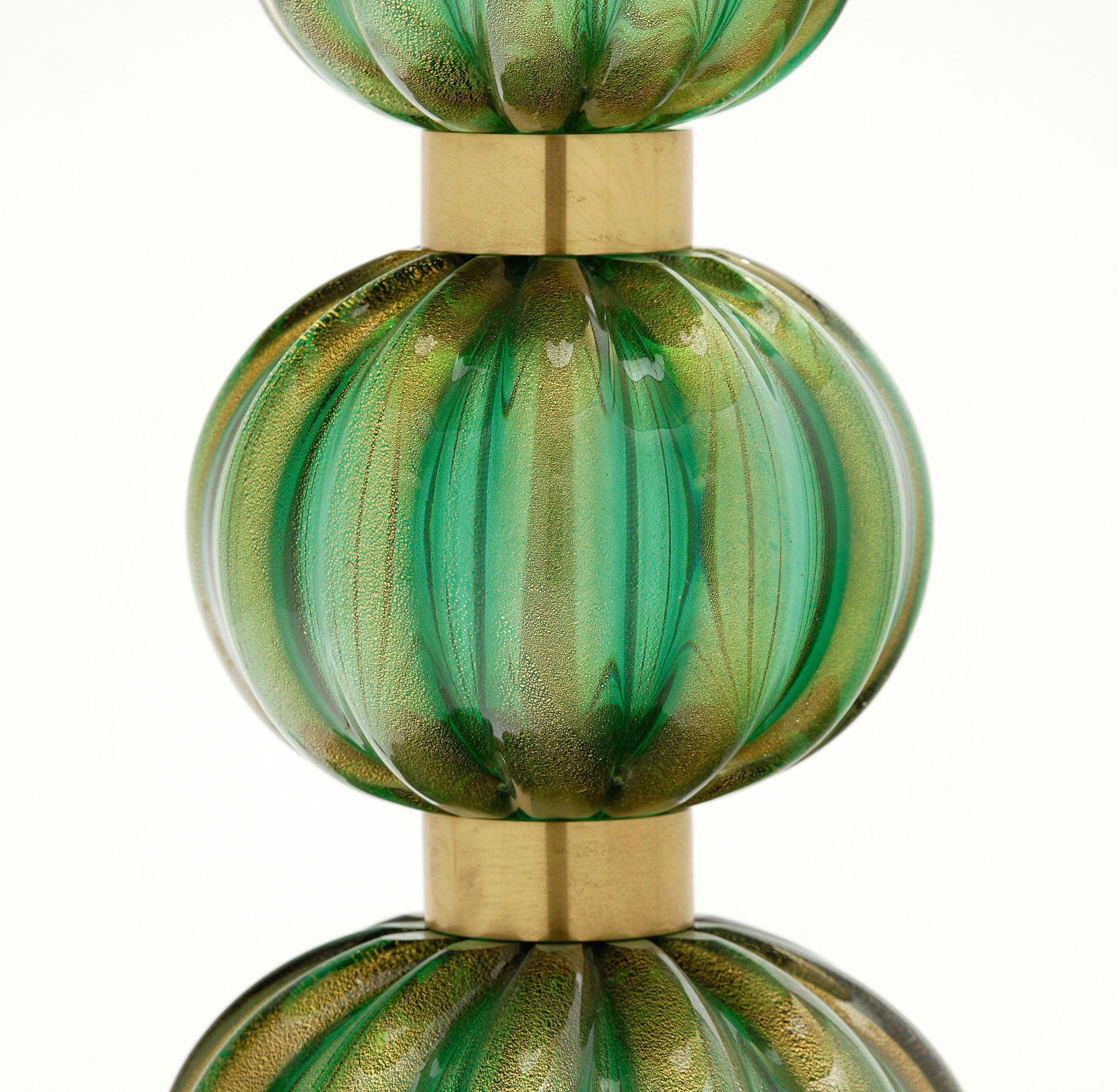 Contemporary Murano Glass and Brass Lamps For Sale