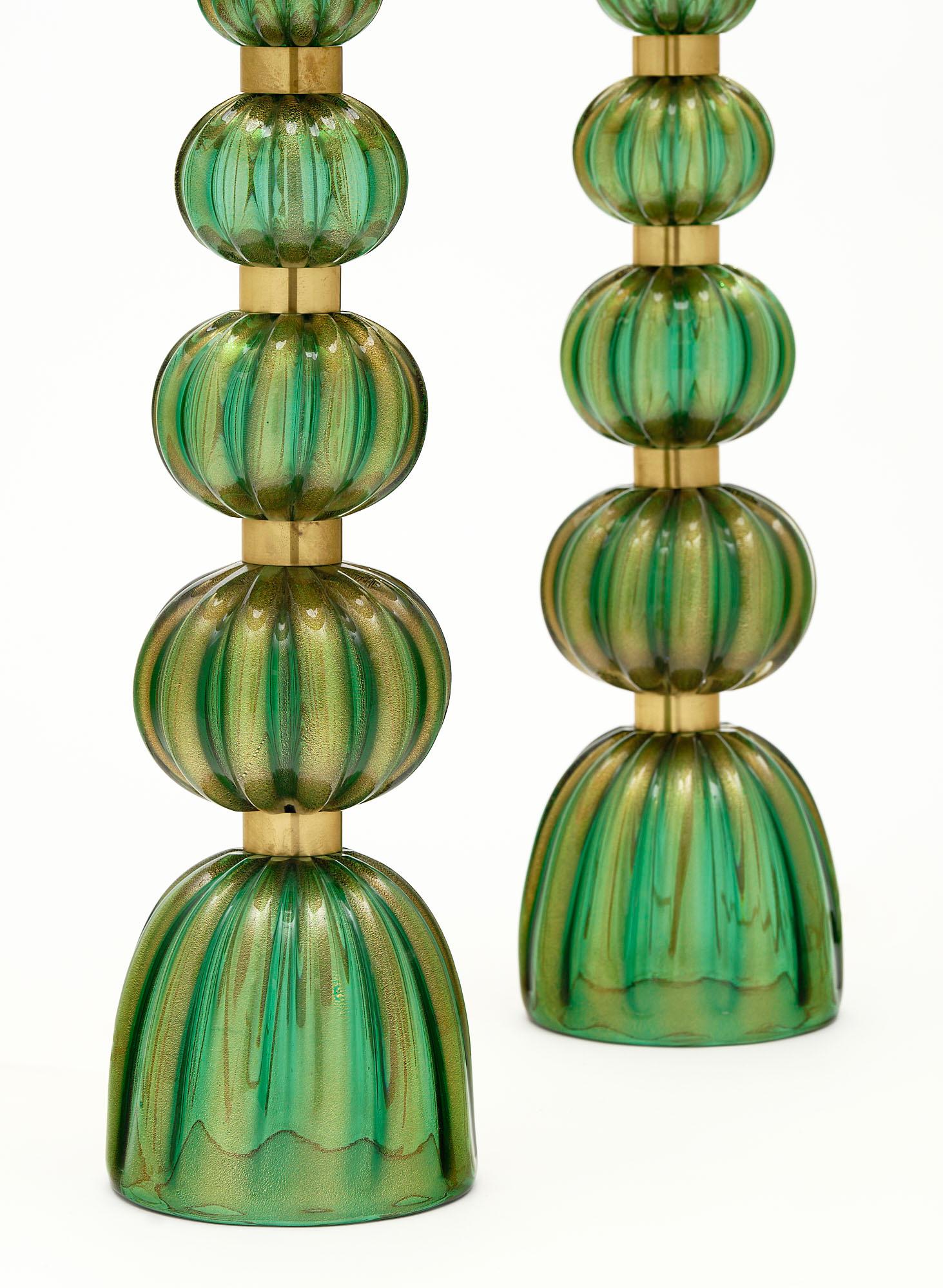 Murano Glass and Brass Lamps For Sale 2