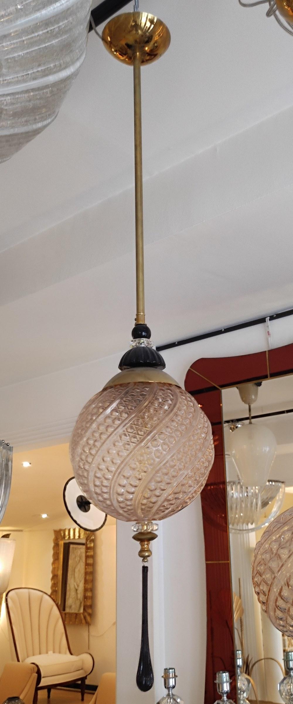 Contemporary Murano Glass and brass Lantern