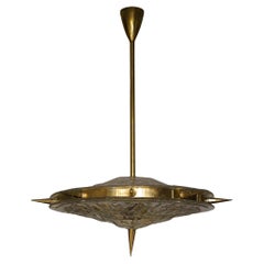 Murano Glass and Brass Mid-Century Chandelier, 1990