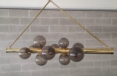 Murano Glass and Brass Mid-Century Chandelier and Pendant, 2000