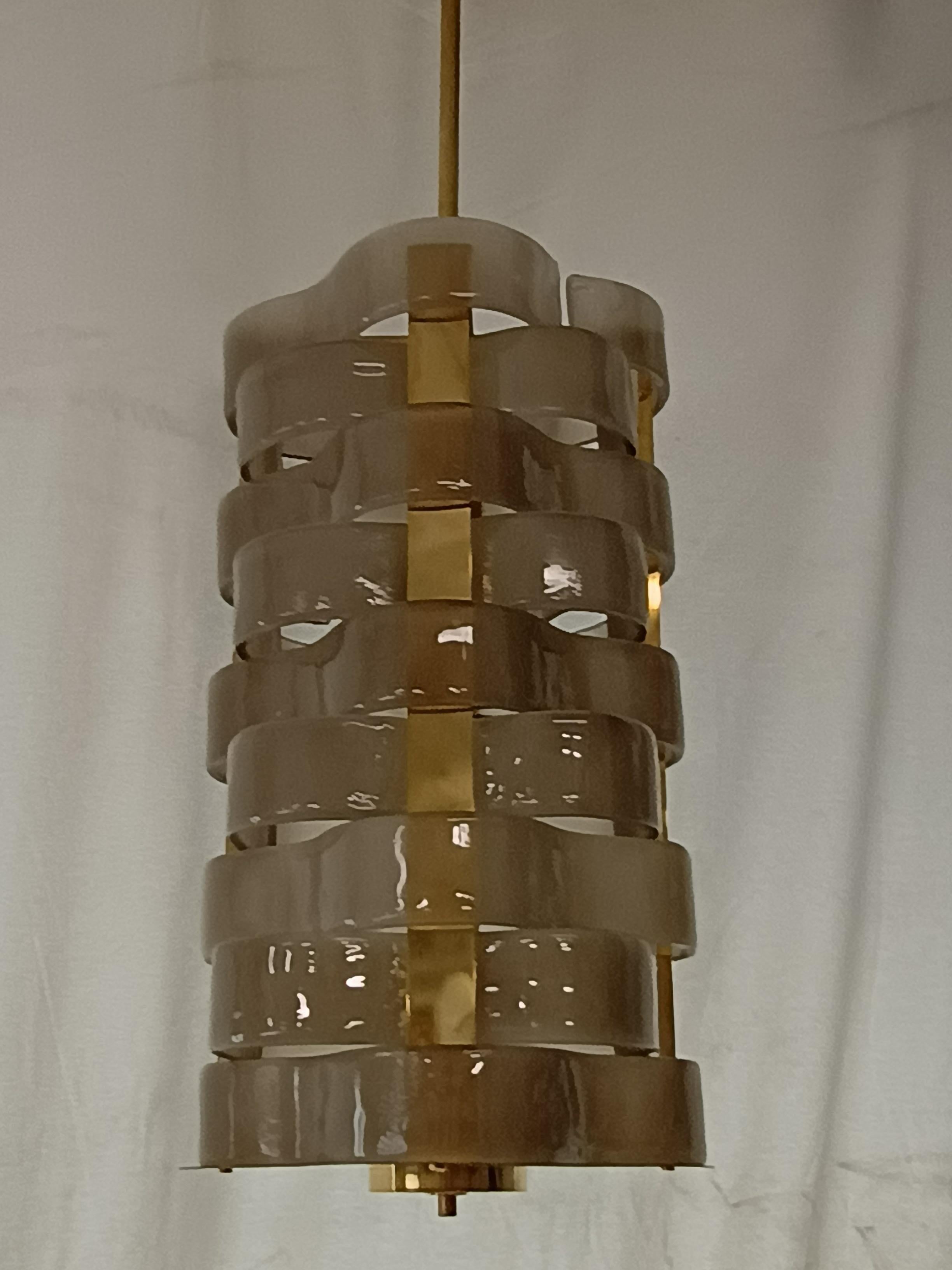 Murano Glass and Brass Mid-Century Chandelier, 2000 For Sale 2