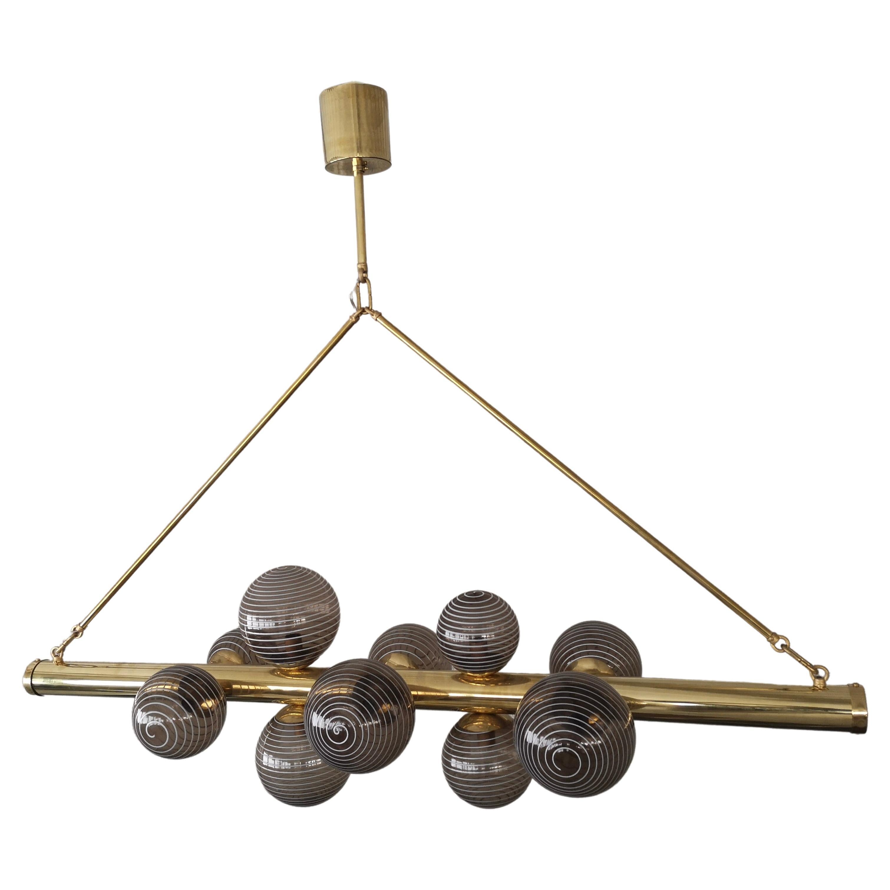 Murano Glass and Brass Mid-Century Chandelier, 2000 For Sale