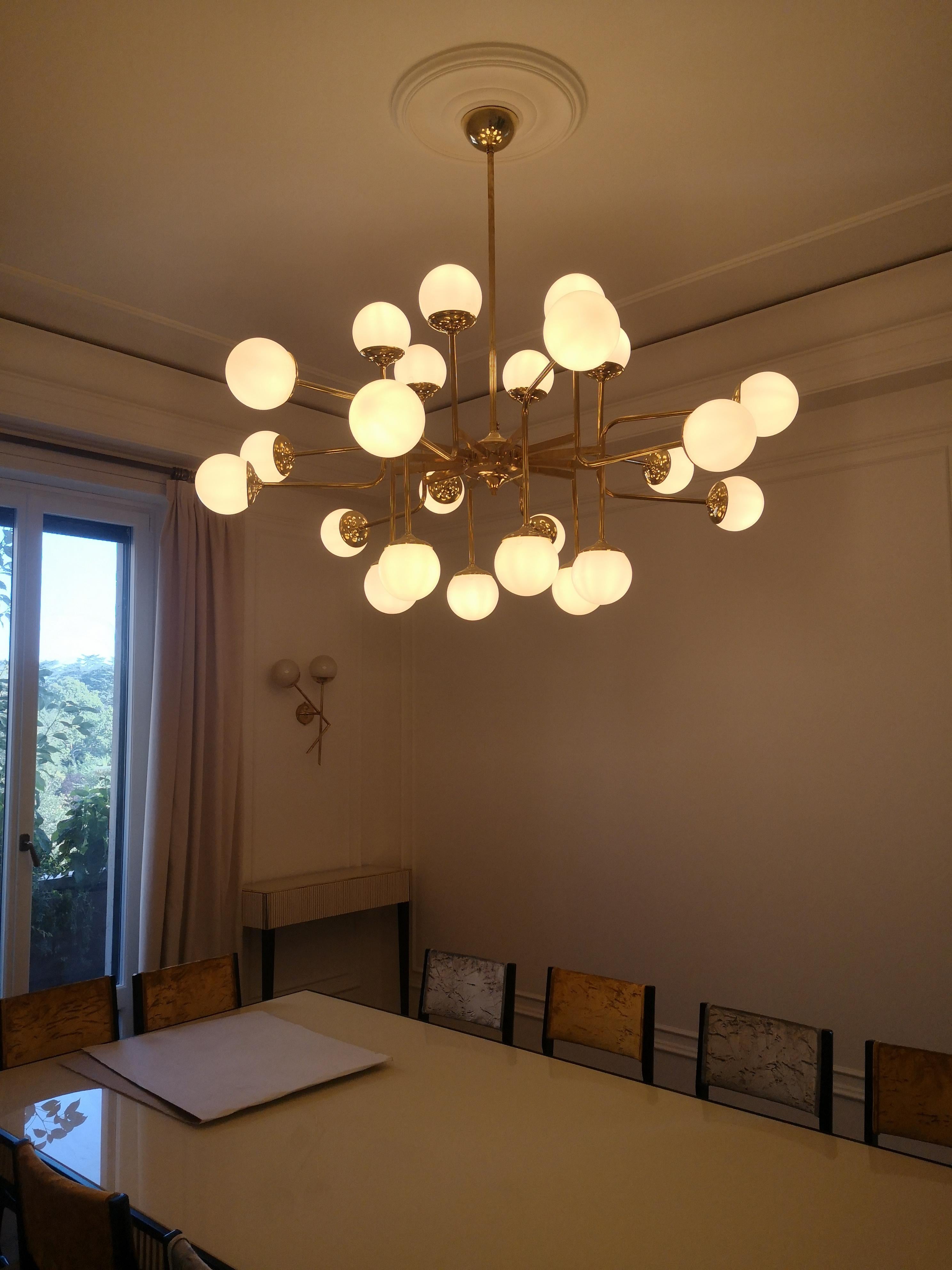 Murano Glass and Brass Mid-Century Chandelier, 2020 For Sale 5