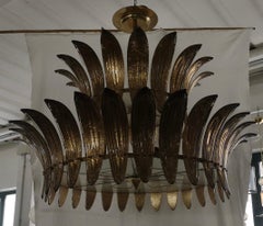 Murano Glass and Brass Mid-Century Chandelier and Pendat, 2020