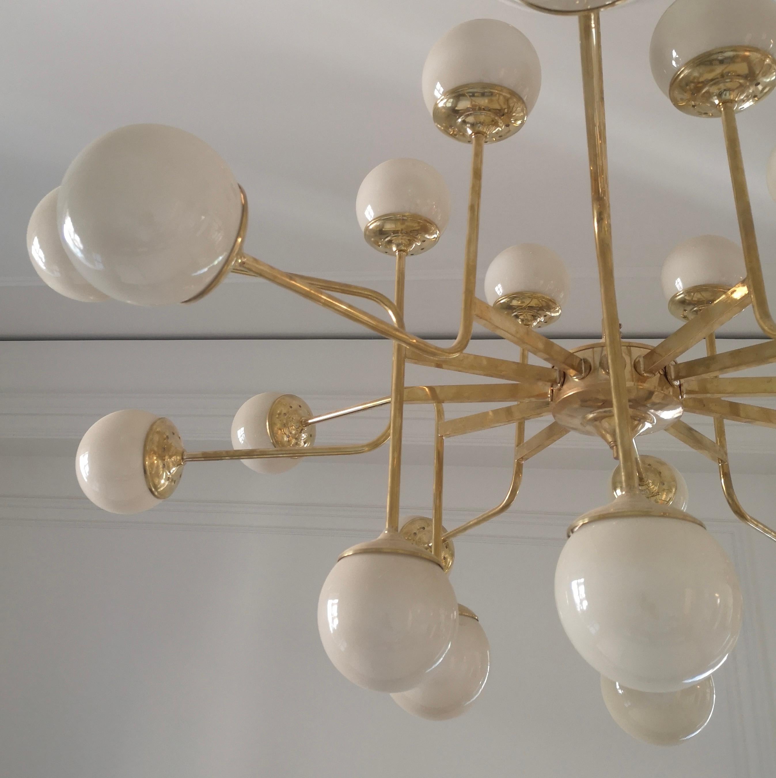 Murano Glass and Brass Mid-Century Chandelier, 2020 For Sale 1