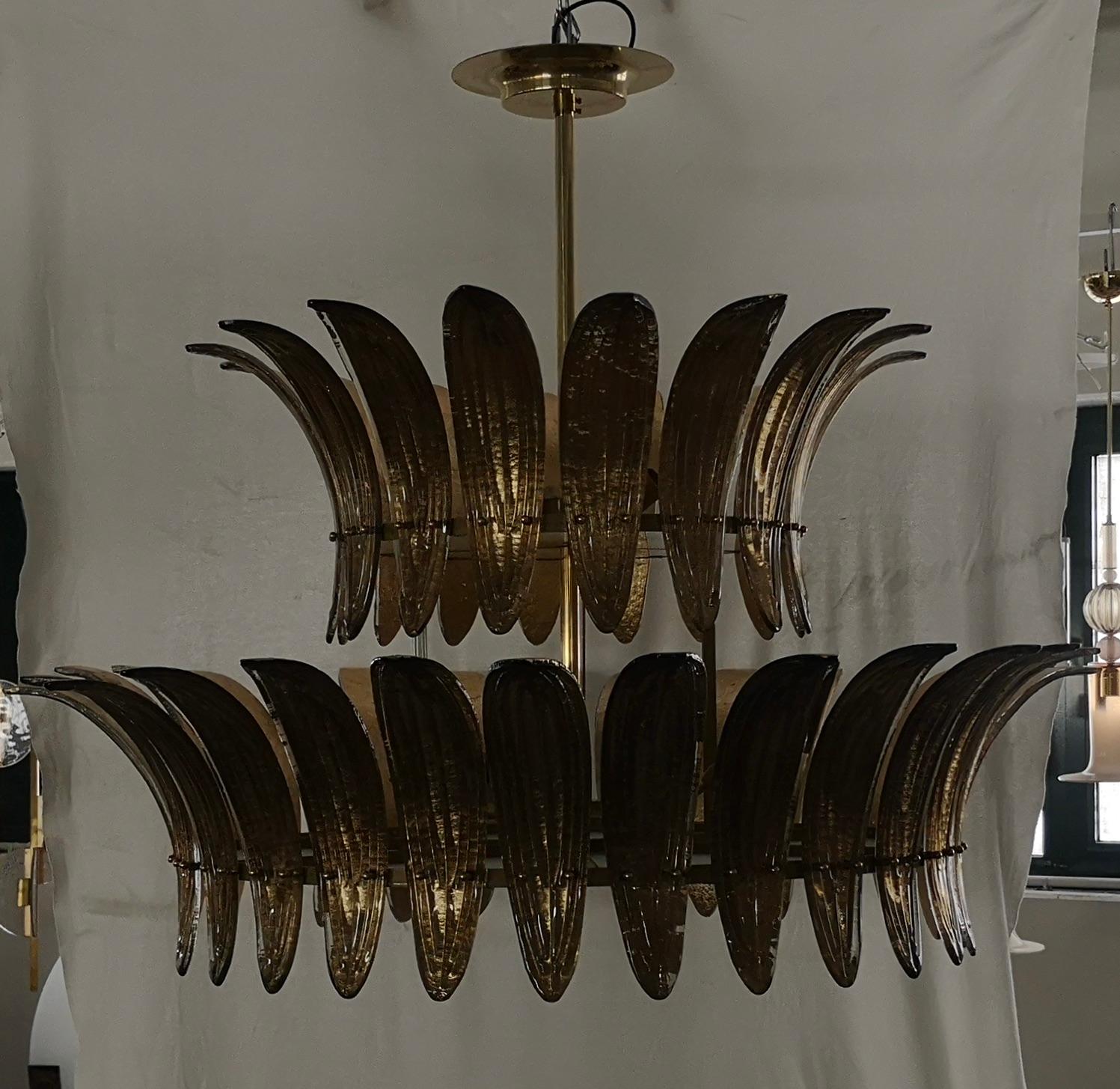 Murano Glass and Brass Mid-Century Chandelier, 2020 For Sale 2