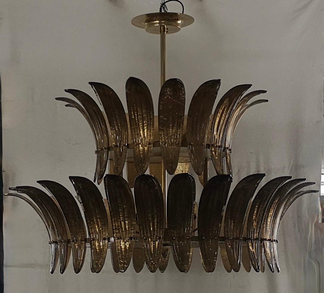 Murano Glass and Brass Mid-Century Chandelier and Pendat, 2020 For Sale 3