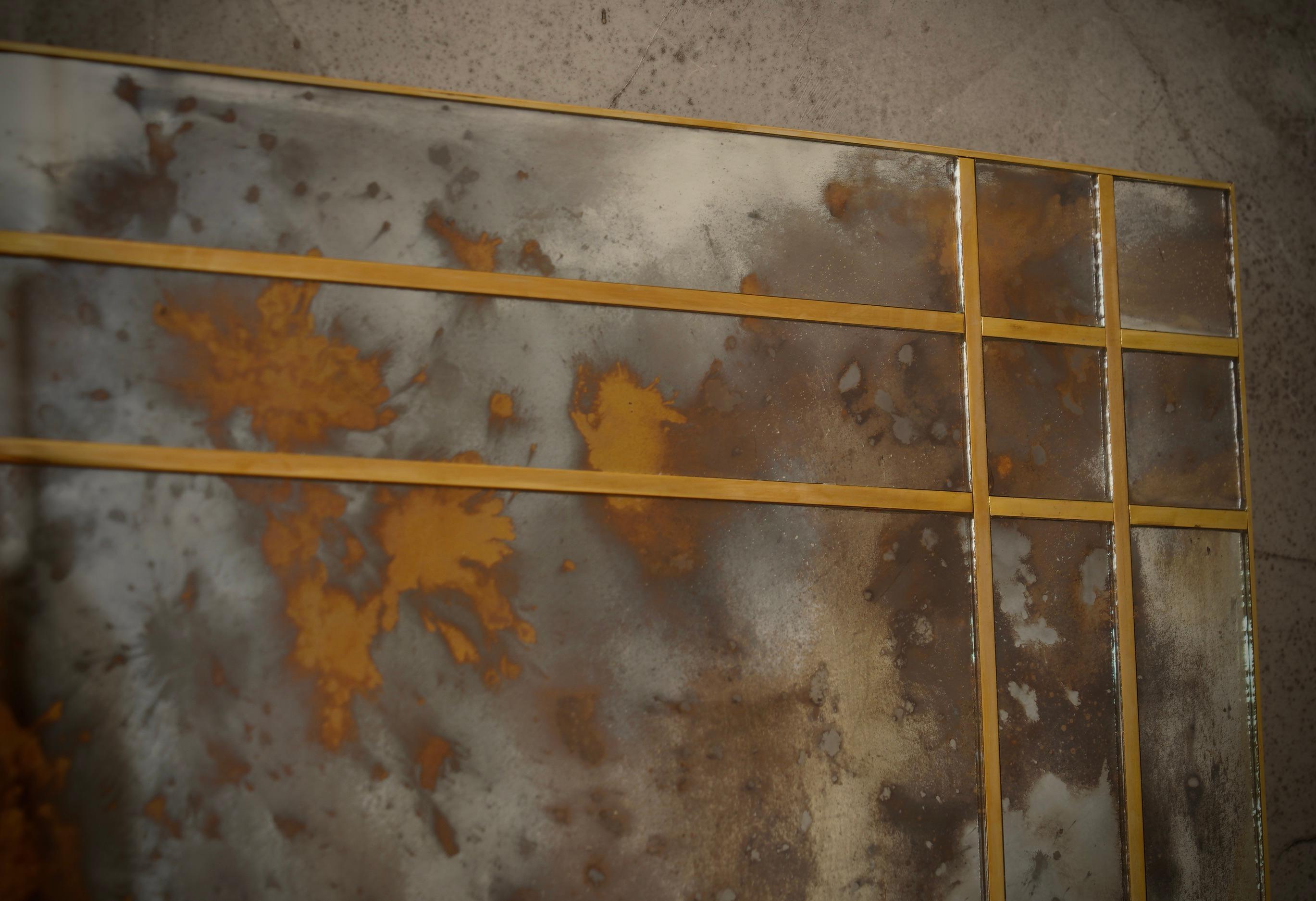 Consolle / Miroir mural du milieu du siècle en verre de Murano et en laiton, 2000 Bon état - En vente à Rome, IT