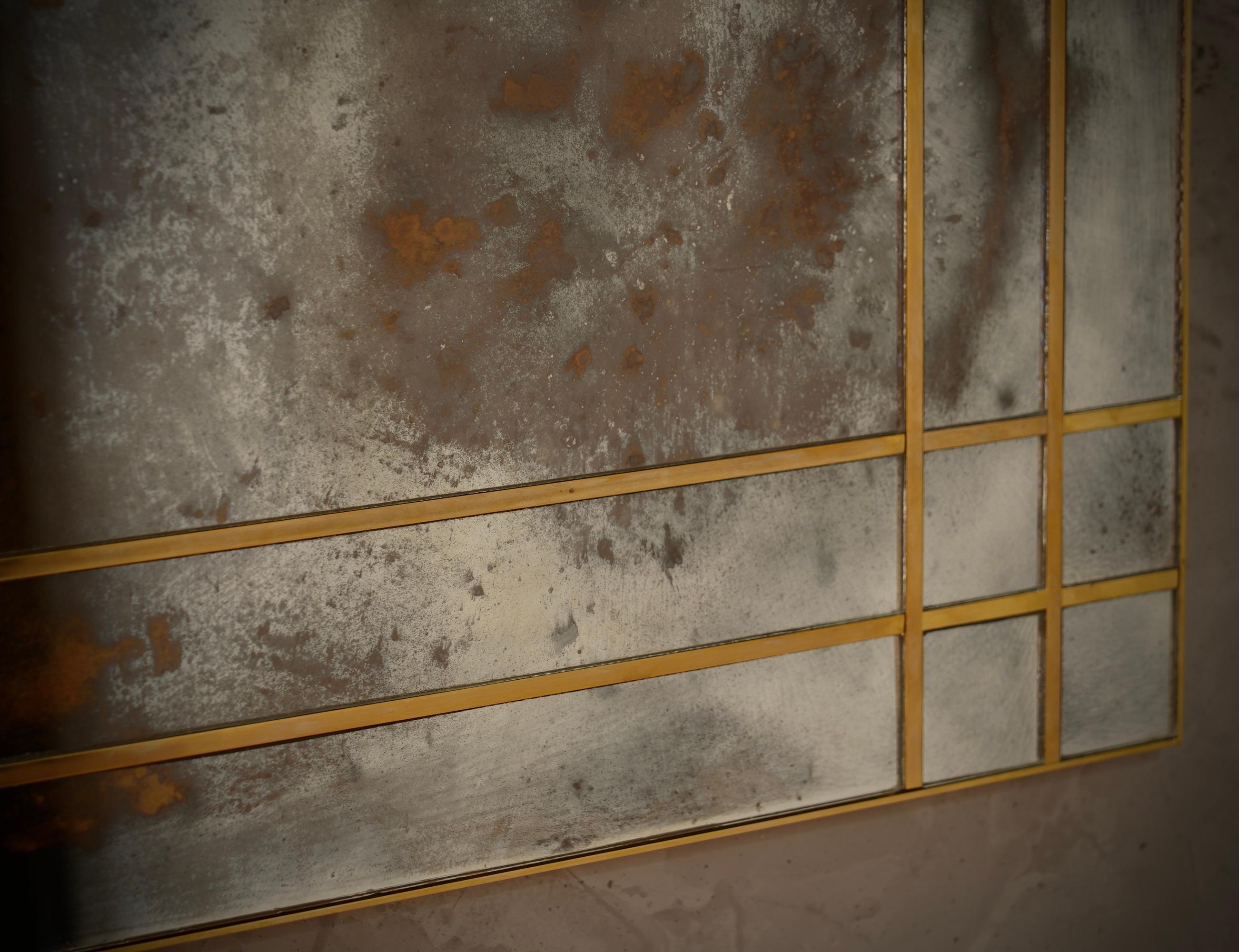 XXIe siècle et contemporain Consolle / Miroir mural du milieu du siècle en verre de Murano et en laiton, 2000 en vente