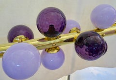 Murano Violet Glass and Brass Midcentury Italian Chandelier and Pendant, 2000