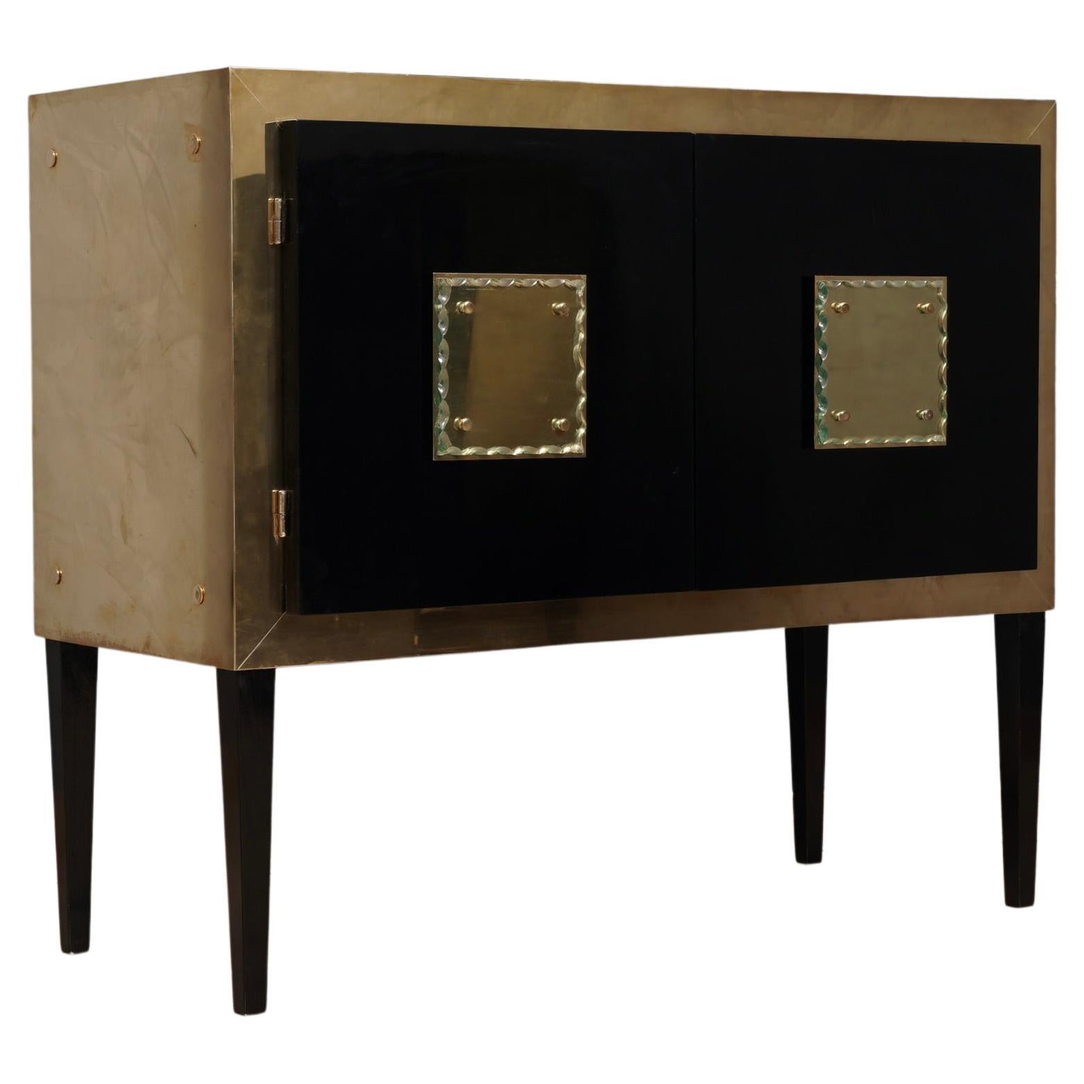 Murano Glass and Brass Mid-Century Sideboard, 1980 en vente
