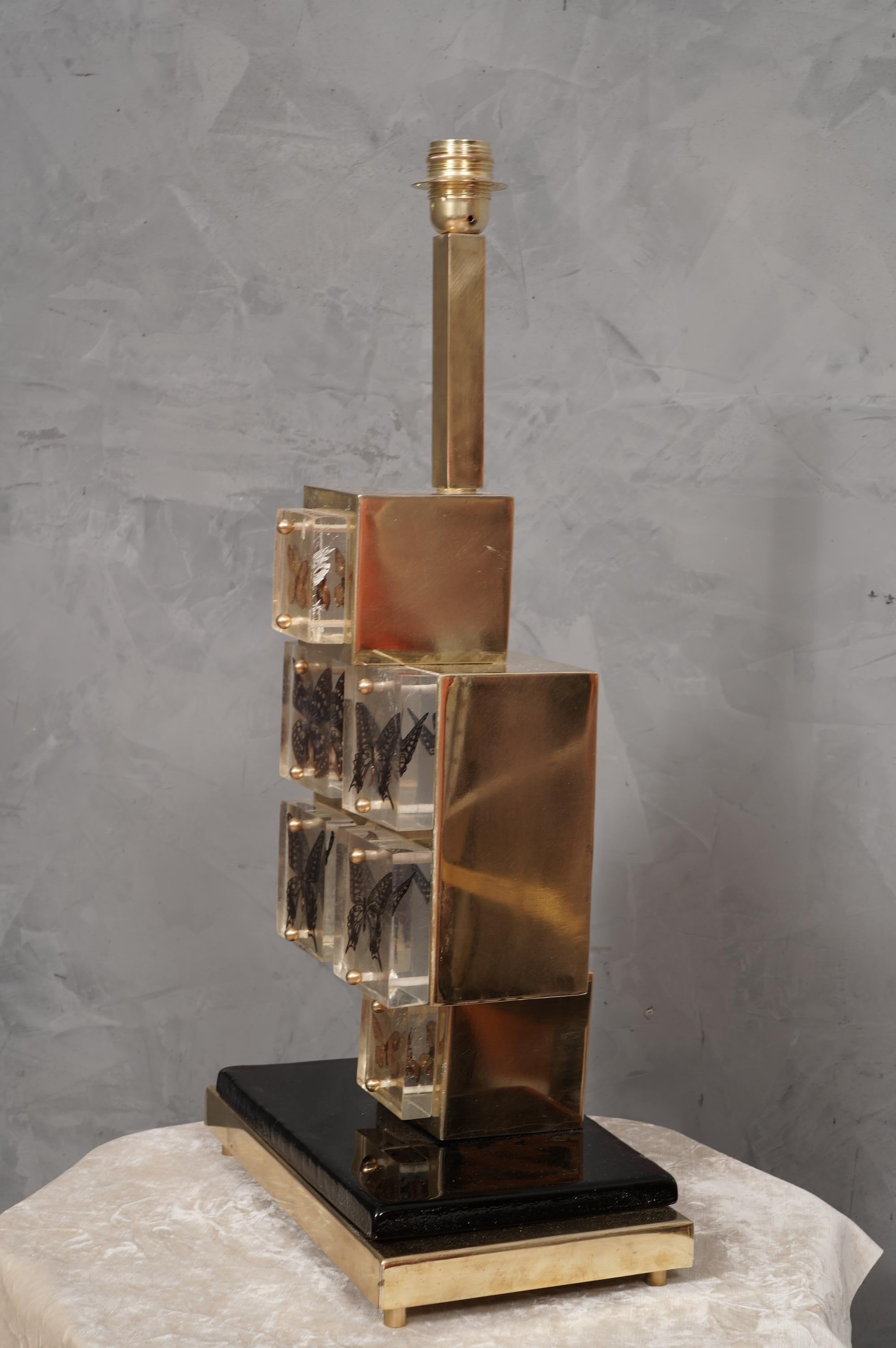 Murano Glass and Brass MidCentury Italian Table Lamp, 1980 For Sale 3