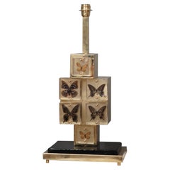 Murano Glass and Brass MidCentury Italian Table Lamp, 1980