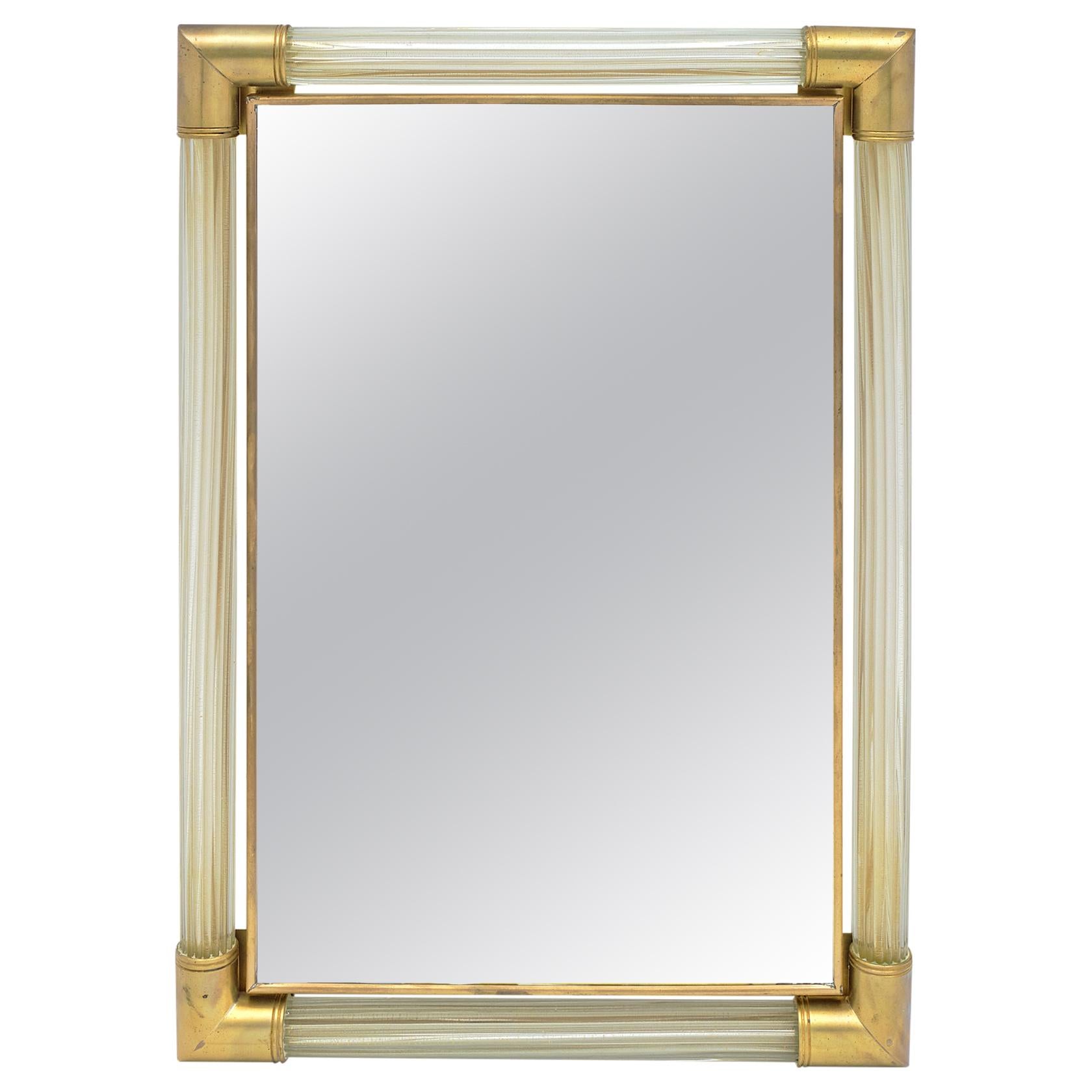 Murano Glass and Brass Mirror by Fuga