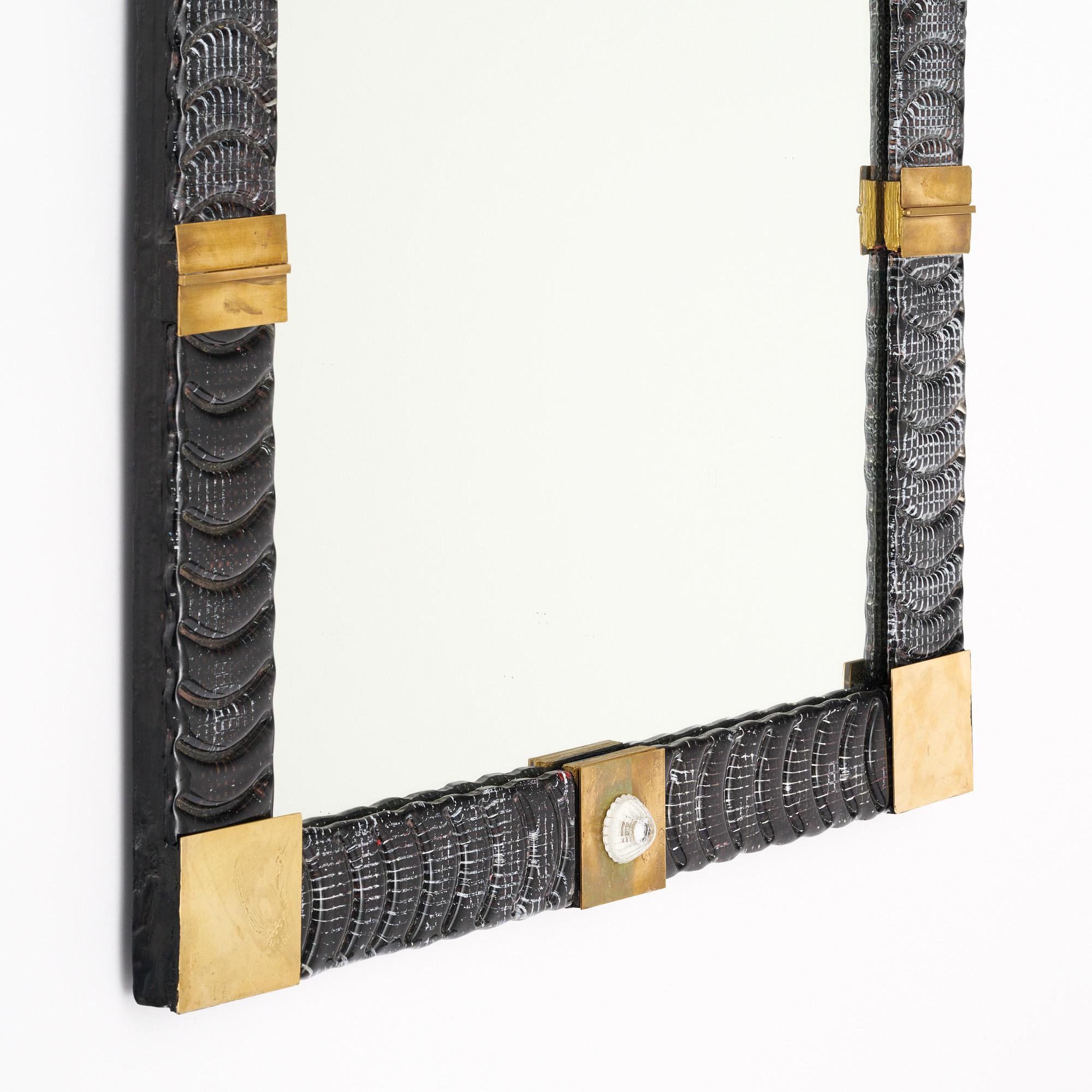 italien Miroir en verre de Murano et laiton en vente