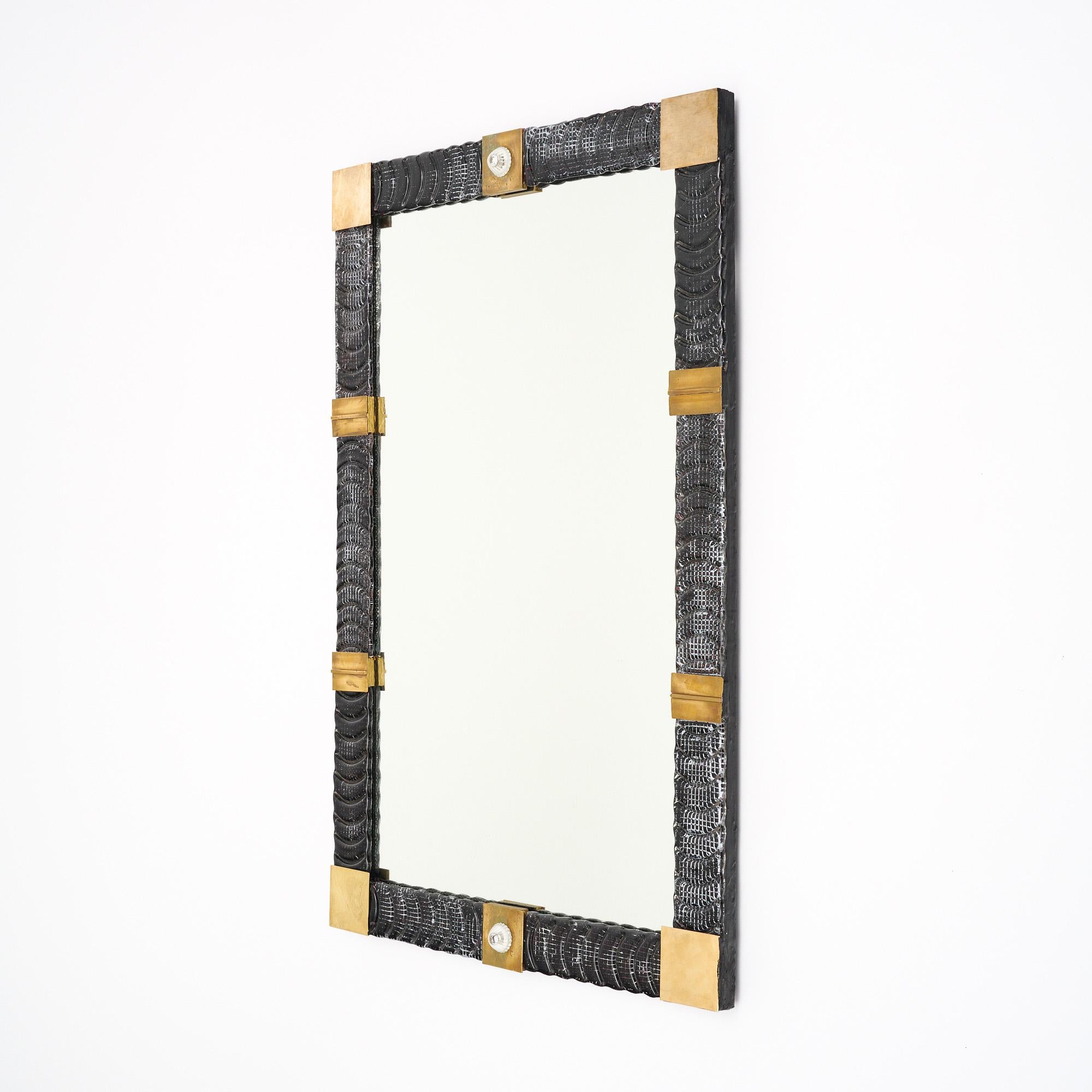 Miroir en verre de Murano et laiton en vente 1