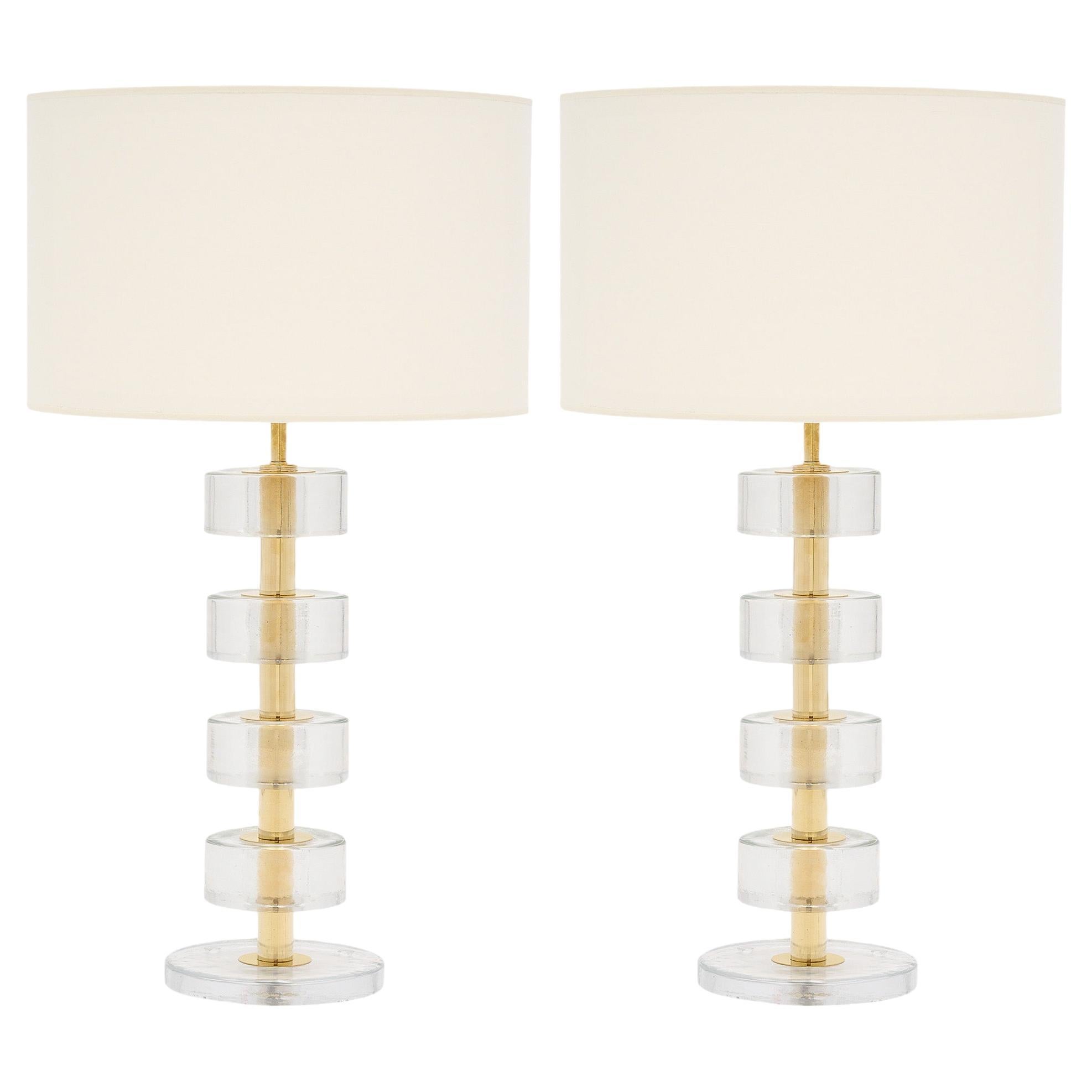 Murano Glass and Brass Modern Lamps For Sale