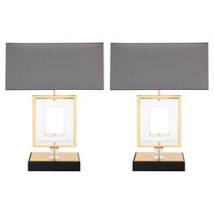 Murano Glass and Brass Modernist Lamps