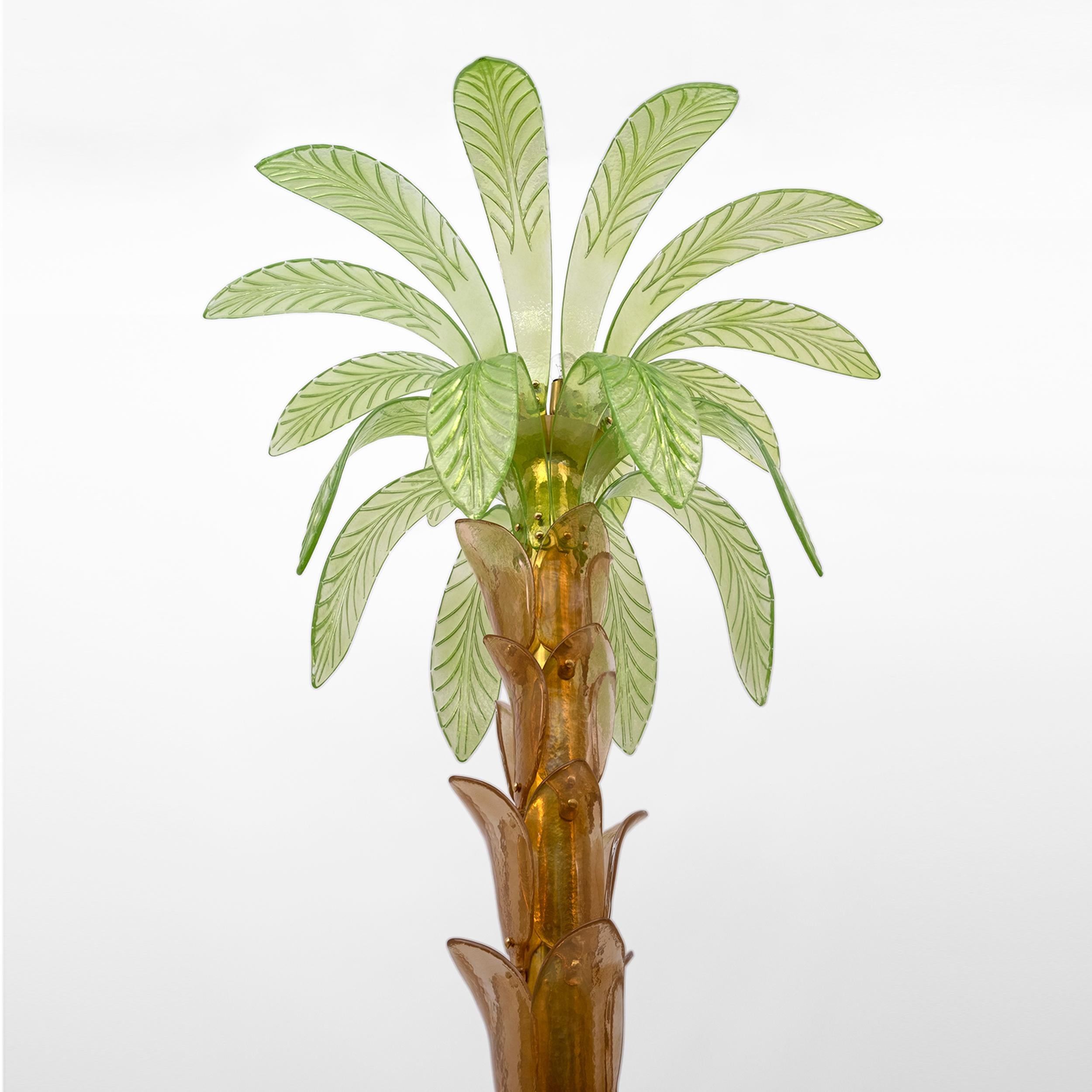 Murano Glass and Brass Palm Tree Floor Lamp, 1970s in vendita 3