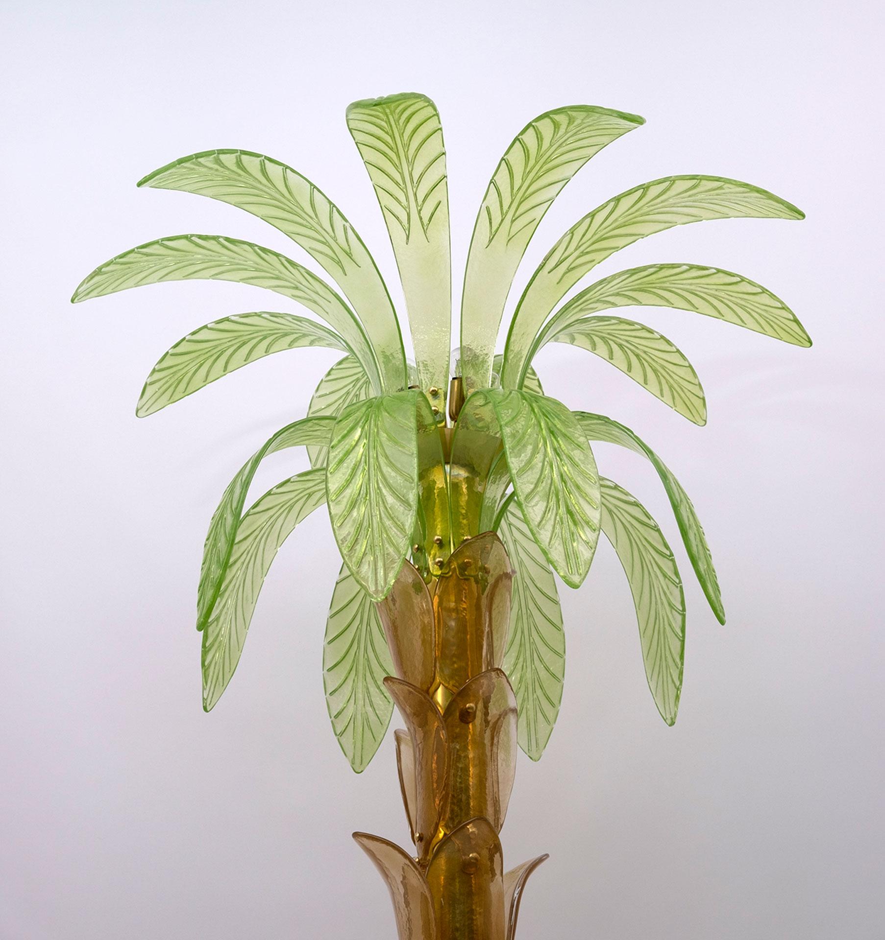 Murano Glass and Brass Palm Tree Floor Lamp, 1970s 5