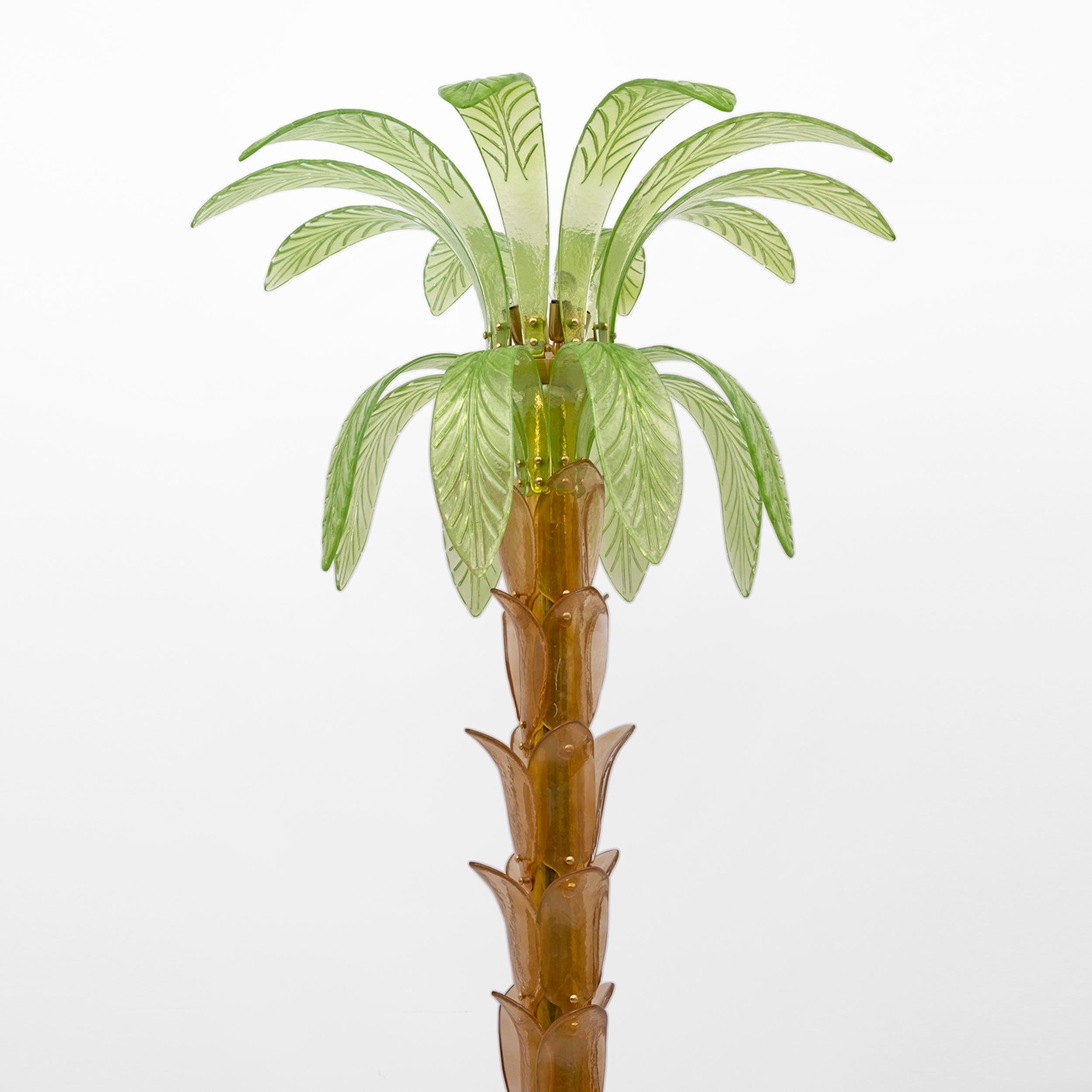 Murano Glass and Brass Palm Tree Floor Lamp, 1970s in vendita 4