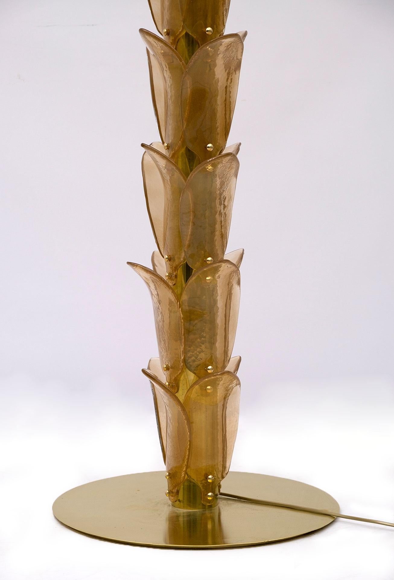 Murano Glass and Brass Palm Tree Floor Lamp, 1970s 6