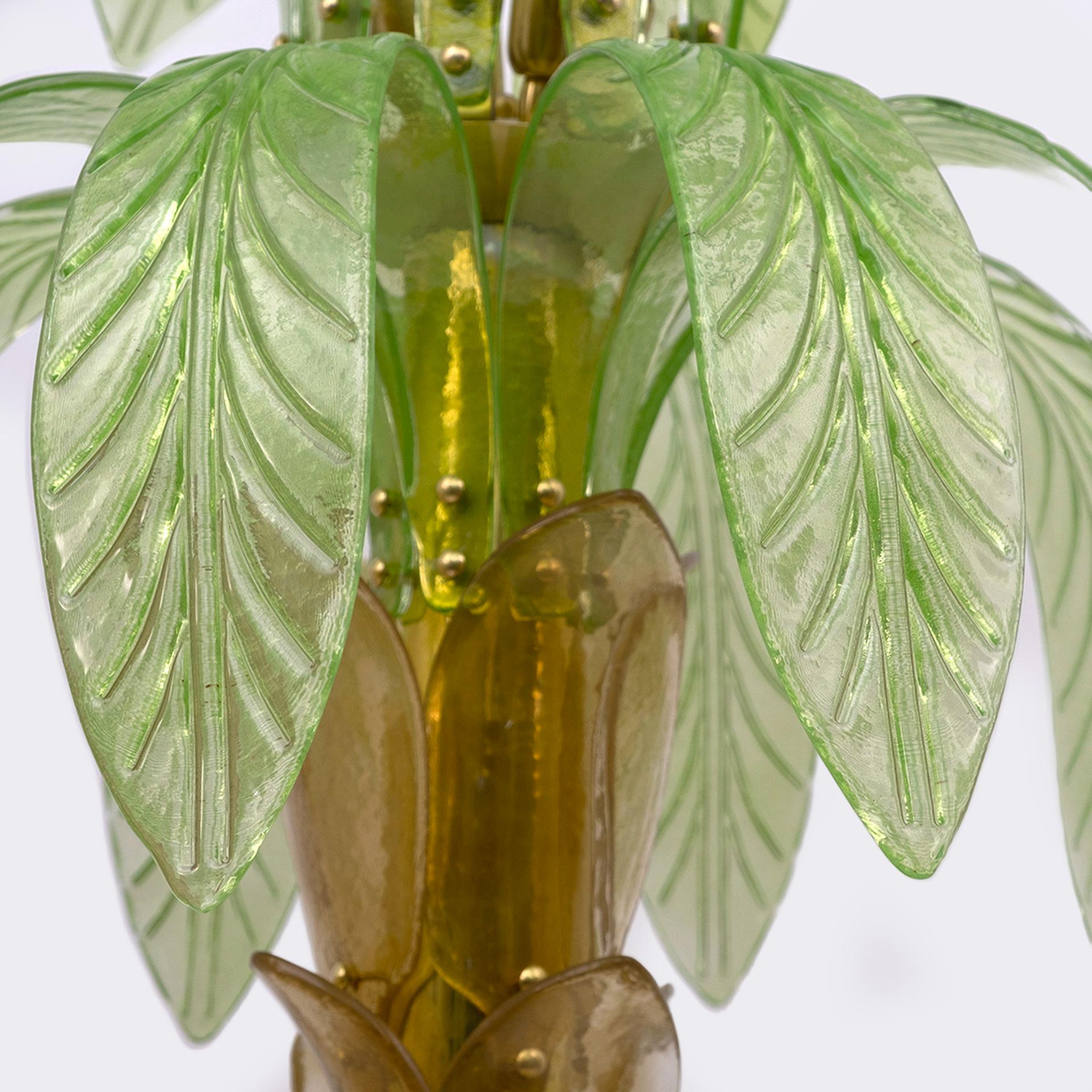 Murano Glass and Brass Palm Tree Floor Lamp, 1970s in vendita 6