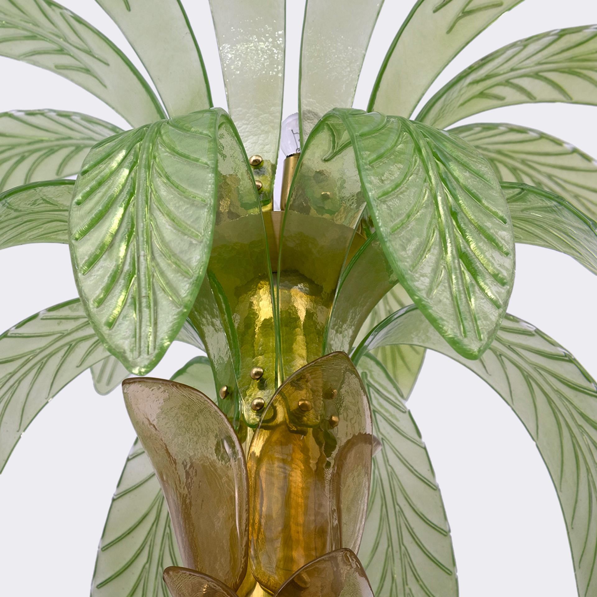 Murano Glass and Brass Palm Tree Floor Lamp, 1970s in vendita 7