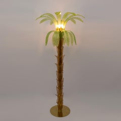 Murano Glass and Brass Palm Tree Floor Lamp, 1970s
