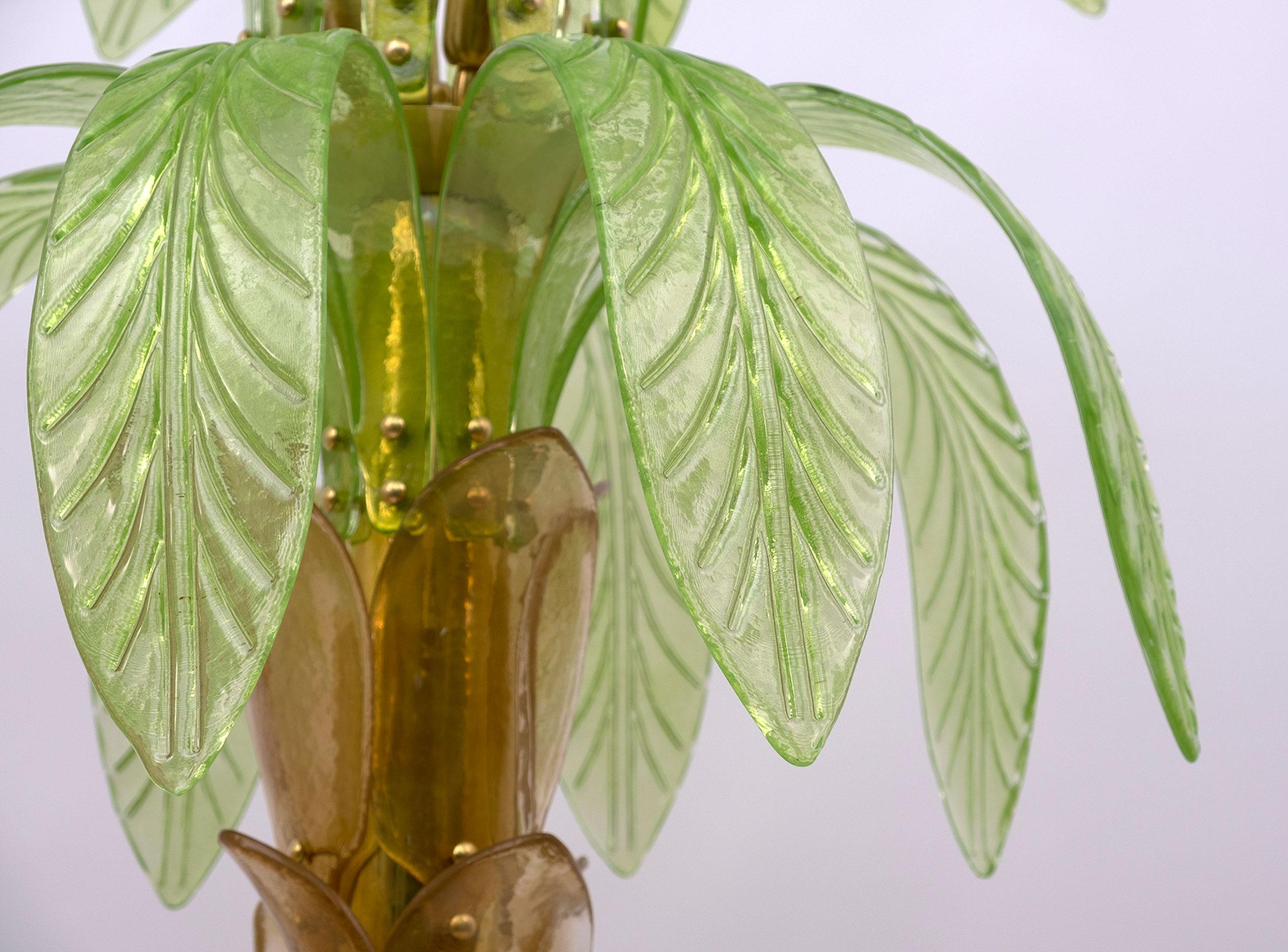 Late 20th Century Murano Glass and Brass Palm Tree Floor Lamp, 1970s