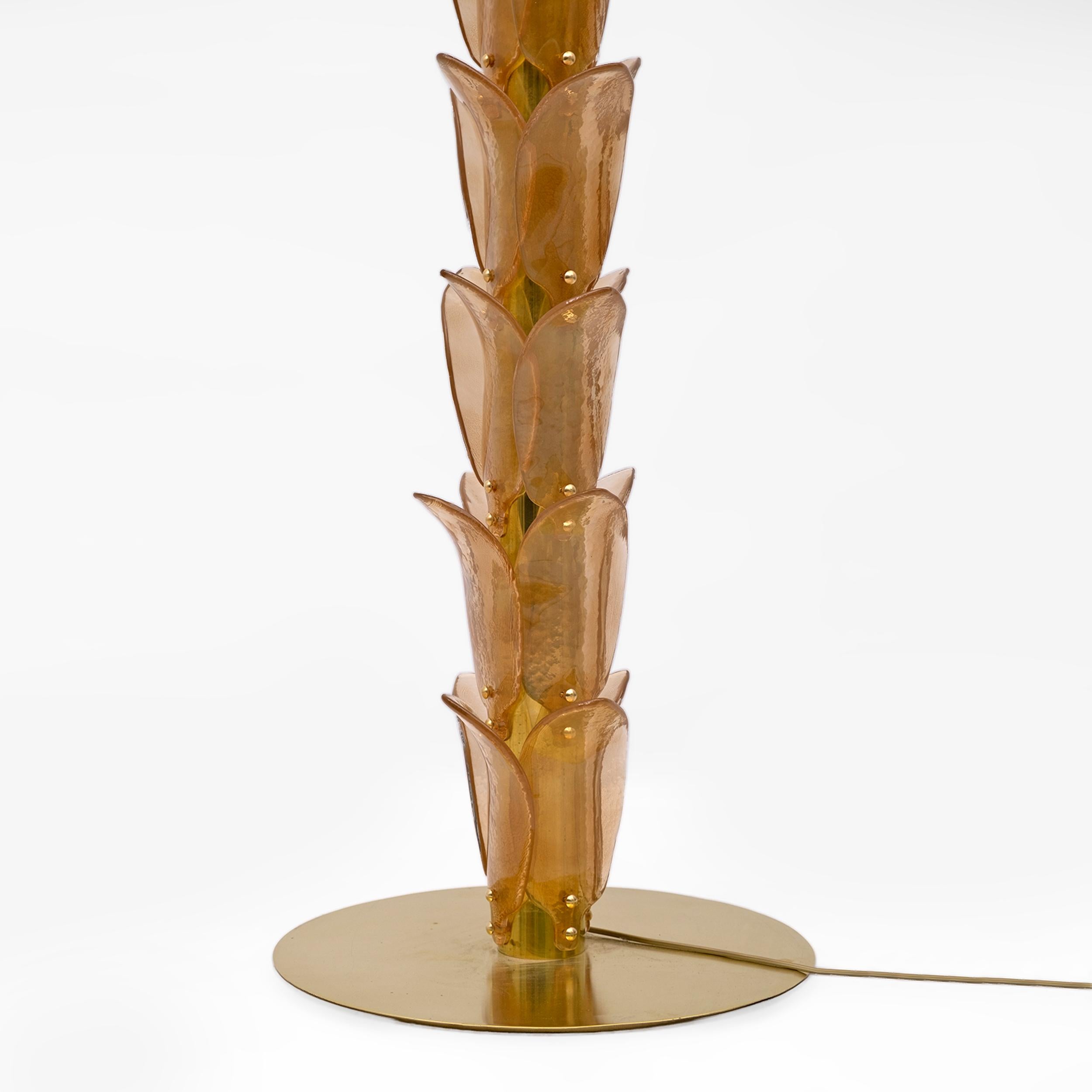 Late 20th Century Murano Glass and Brass Palm Tree Floor Lamp, 1970s in vendita