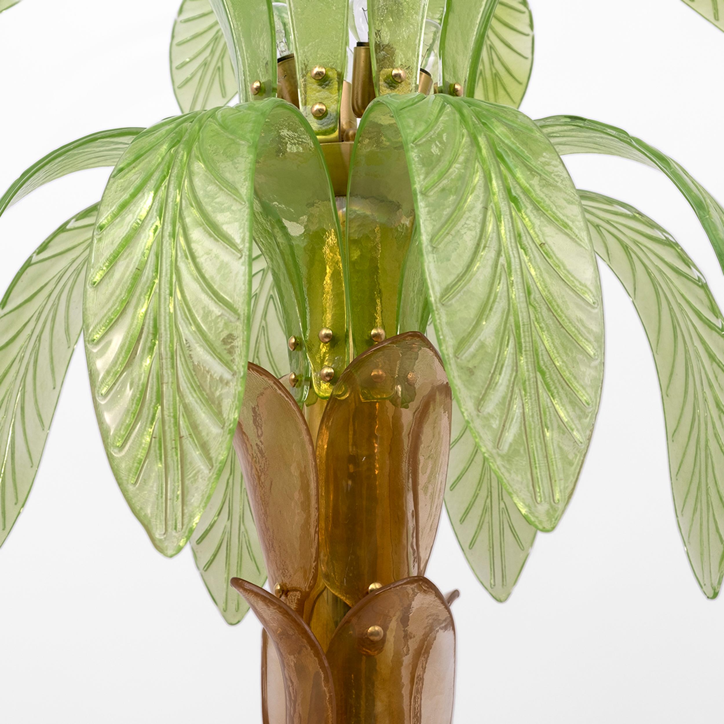Murano Glass and Brass Palm Tree Floor Lamp, 1970s in vendita 1
