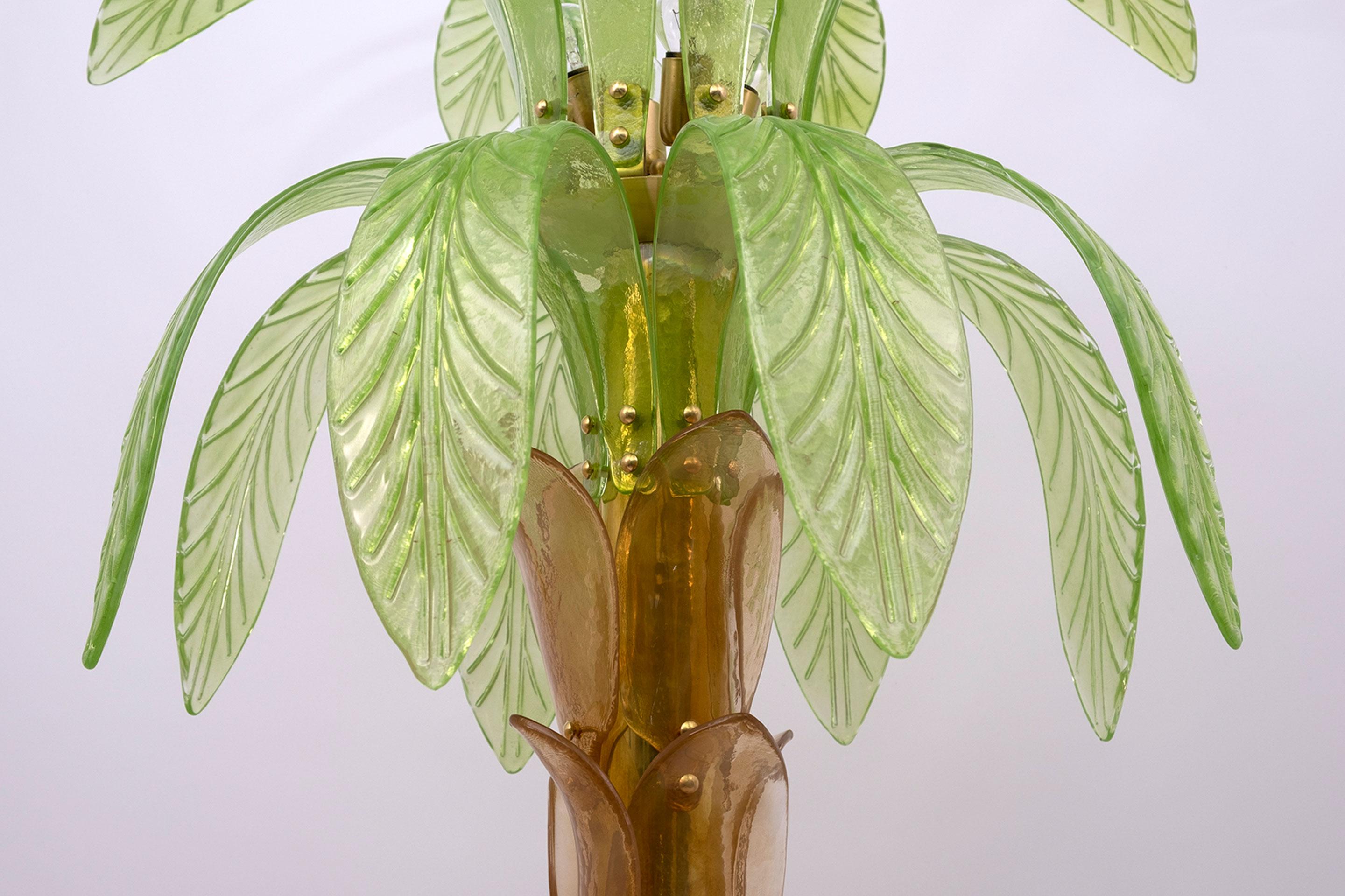 Murano Glass and Brass Palm Tree Floor Lamp, 1970s 3