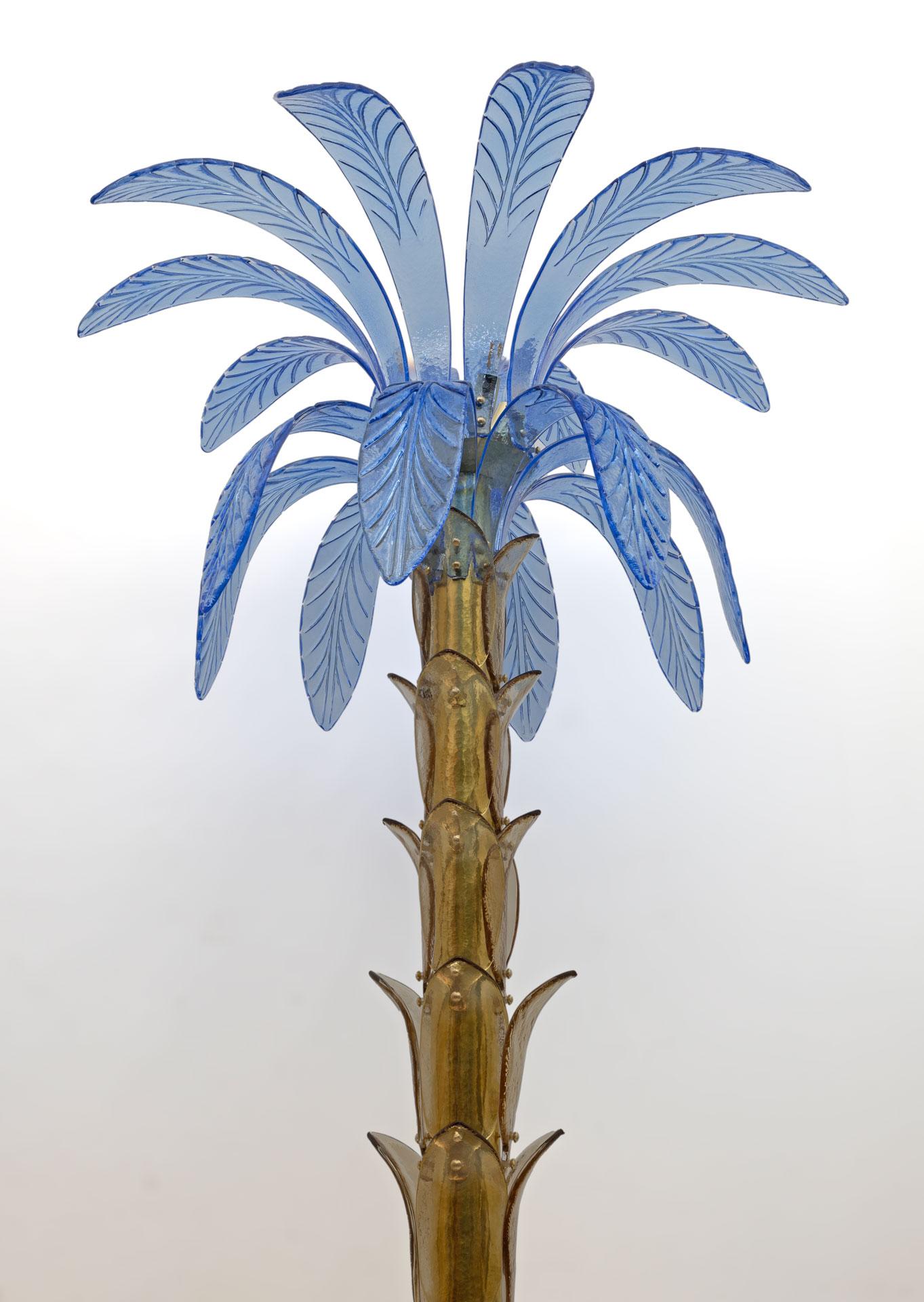 Murano Glass and Brass Palm Tree Floor Lamp, 1970s For Sale 3