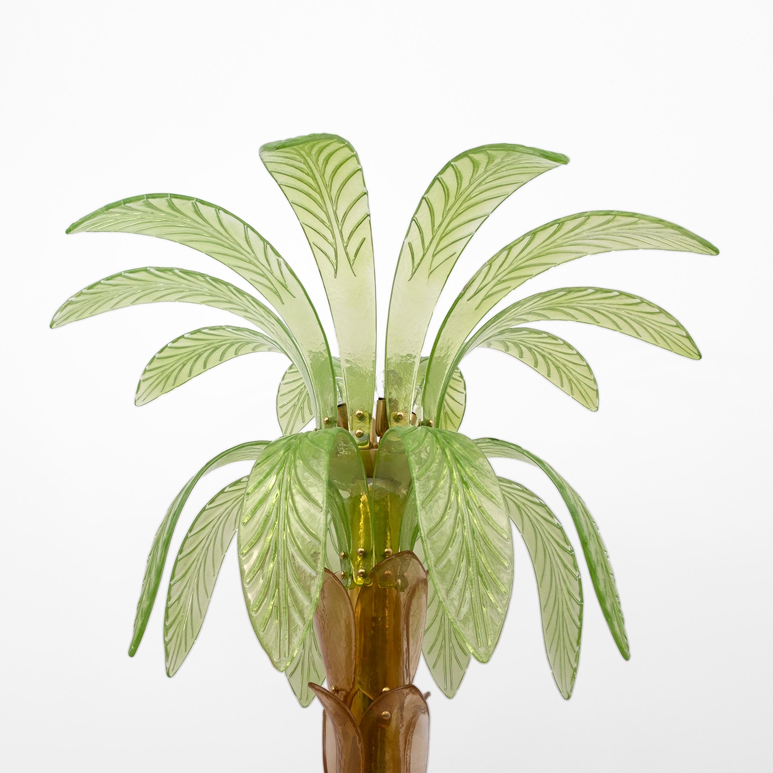 Murano Glass and Brass Palm Tree Floor Lamp, 1970s in vendita 2