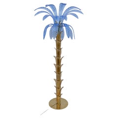 Stehlampe aus Muranoglas und Messing mit Palmen, 1970er Jahre