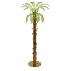 Lámpara de pie de palmera en cristal de Murano y latón, años 70