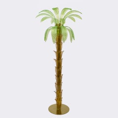 Retro Murano Glass and Brass Palm Tree Floor Lamps, 1970s