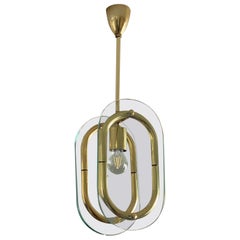 Ciondolo in vetro di Murano e ottone attribuito a Fontana Arte, Italia, 1950