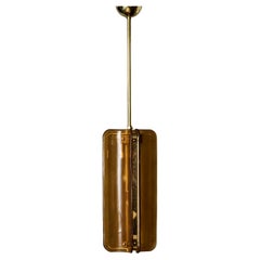 Murano Glass and Brass Pendant in Orange Colour