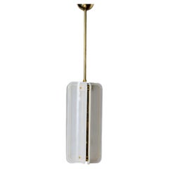 Murano Glass and Brass Pendant in White Colour