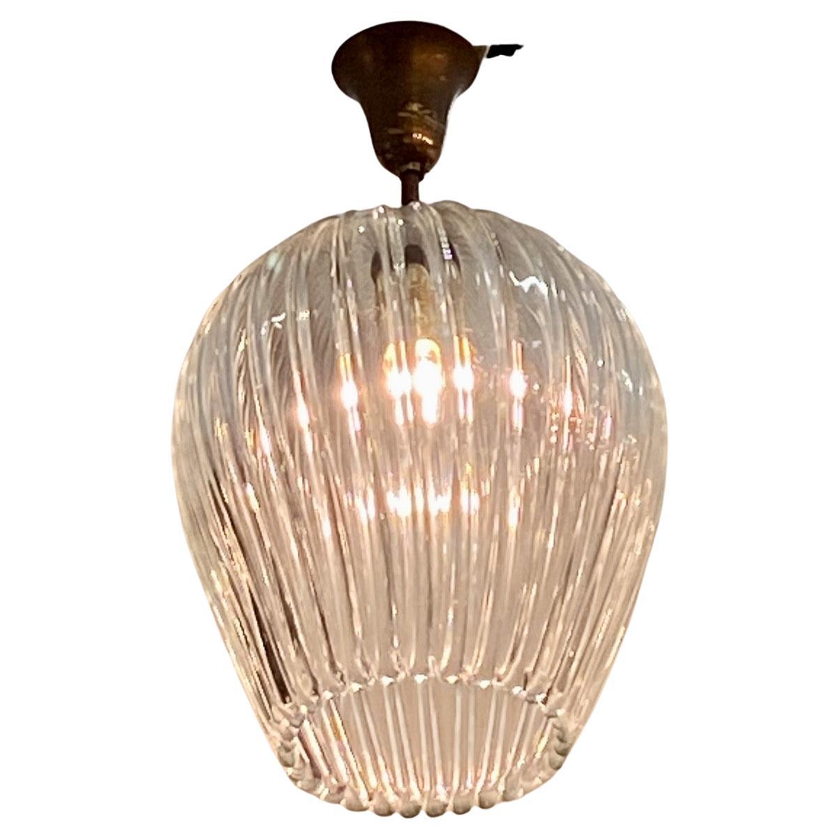 Murano Glass and Brass Pendant / Lantern, Italy, circa 1940's