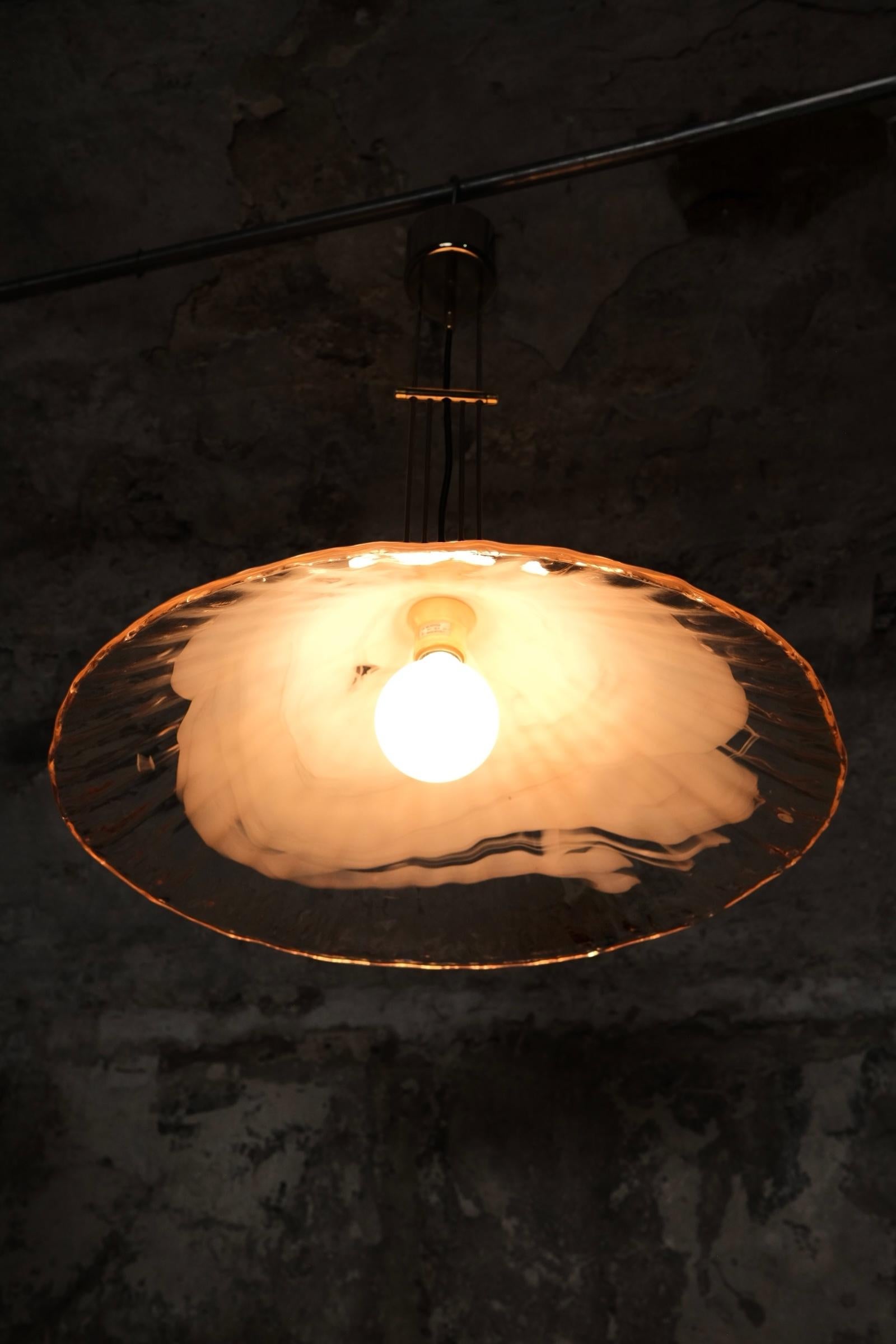 Murano glass and brass pendant light by La Murrina, Italy, 1970s For Sale 11
